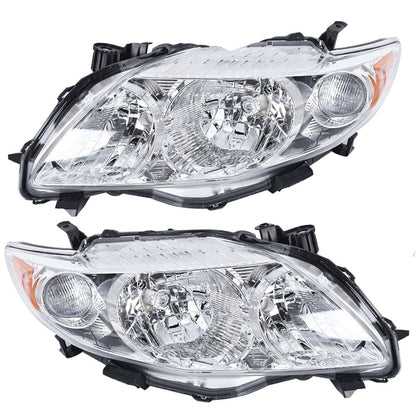 munirater Headlights For 2009-2010 Toyota Corolla Chrome w/Amber Corner Headlamp Assembly