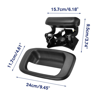 munirater Tailgate Handle/Bezel Trim with Handle Rod Clip Replacement for 1999-2007 Silverado GMC Sierra