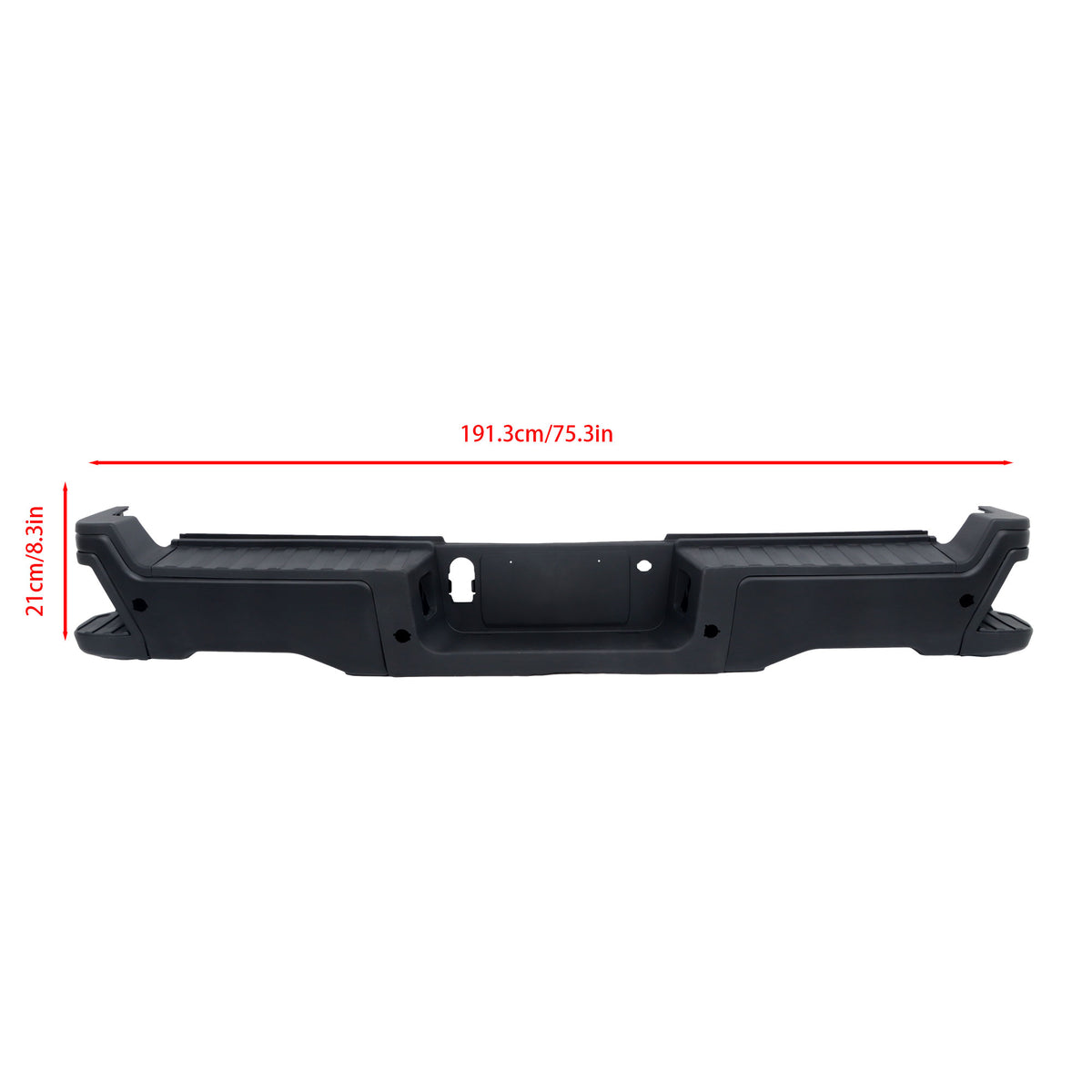 Black Steel Rear Bumper Assembly for Ford F-250 / F-350 Super Duty 2023-2024, with Sensor Holes