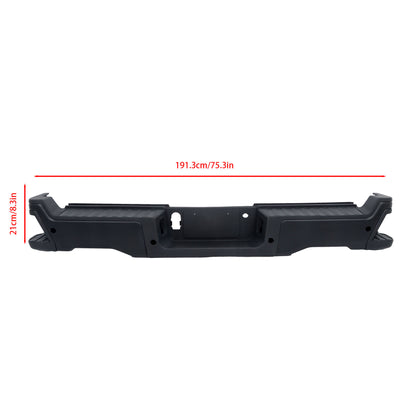 Black Steel Rear Bumper Assembly for Ford F-250 / F-350 Super Duty 2023-2024, with Sensor Holes