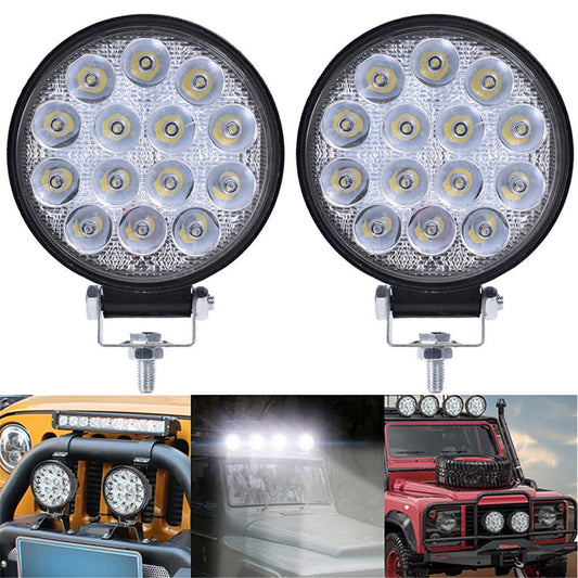 munirater 2-Pack 4Inch 42W LED Work Light Bar Round Spot Pods Replacement for Car, SUV, Trucks, ATV Driving Fog Light LED Off Road Flood Lights Bar