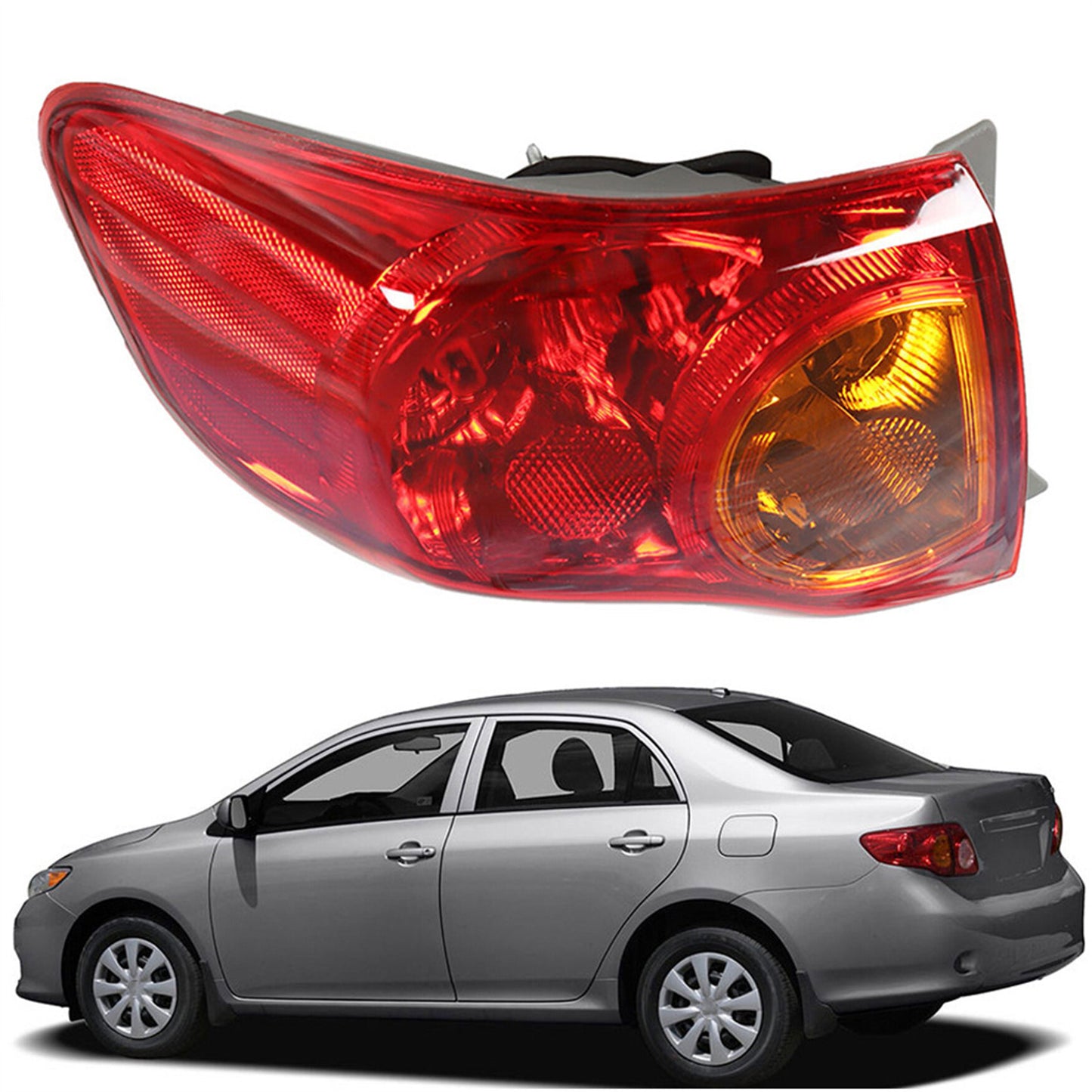 munirater Outer Body Left Tail Light Assembly Replacement for 2009-2010 Toyota Corolla OE-Style, Replaces Tail Light Rear Brake Lamp Driver Side