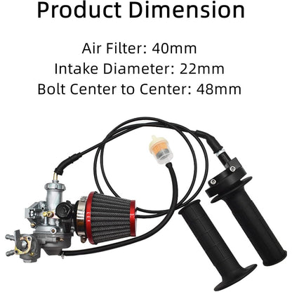 22mm Carburetor Kit with Cable, Filters and Grips for Honda CT90 CT110