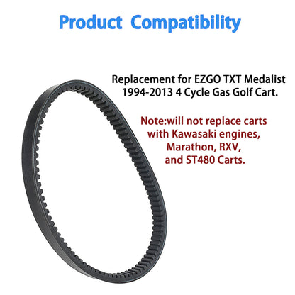 munirater Clutch Drive Belt Replacement for EZGO TXT Medalist 1994-2013 4 Cycle Gas Golf Cart 72054G01