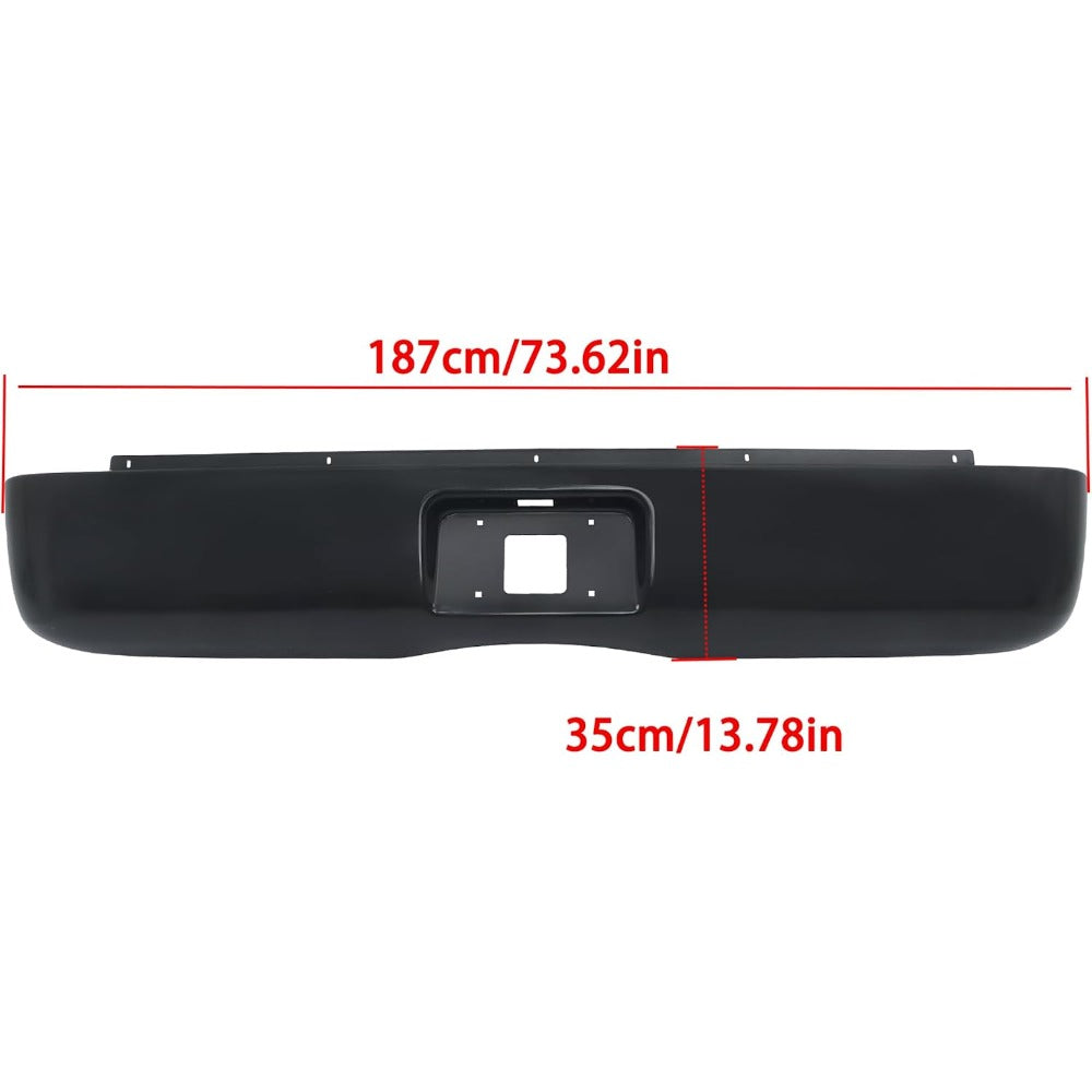 Black Steel Rear Bumper Roll Pan for Chevrolet Silverado 1500 Fleetside 2007-2013