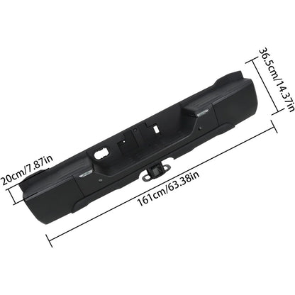Black Rear Step Bumper for Toyota Tundra 2022-2024, with Sensor Holes, for Tow-Hitch Models, TO1103146