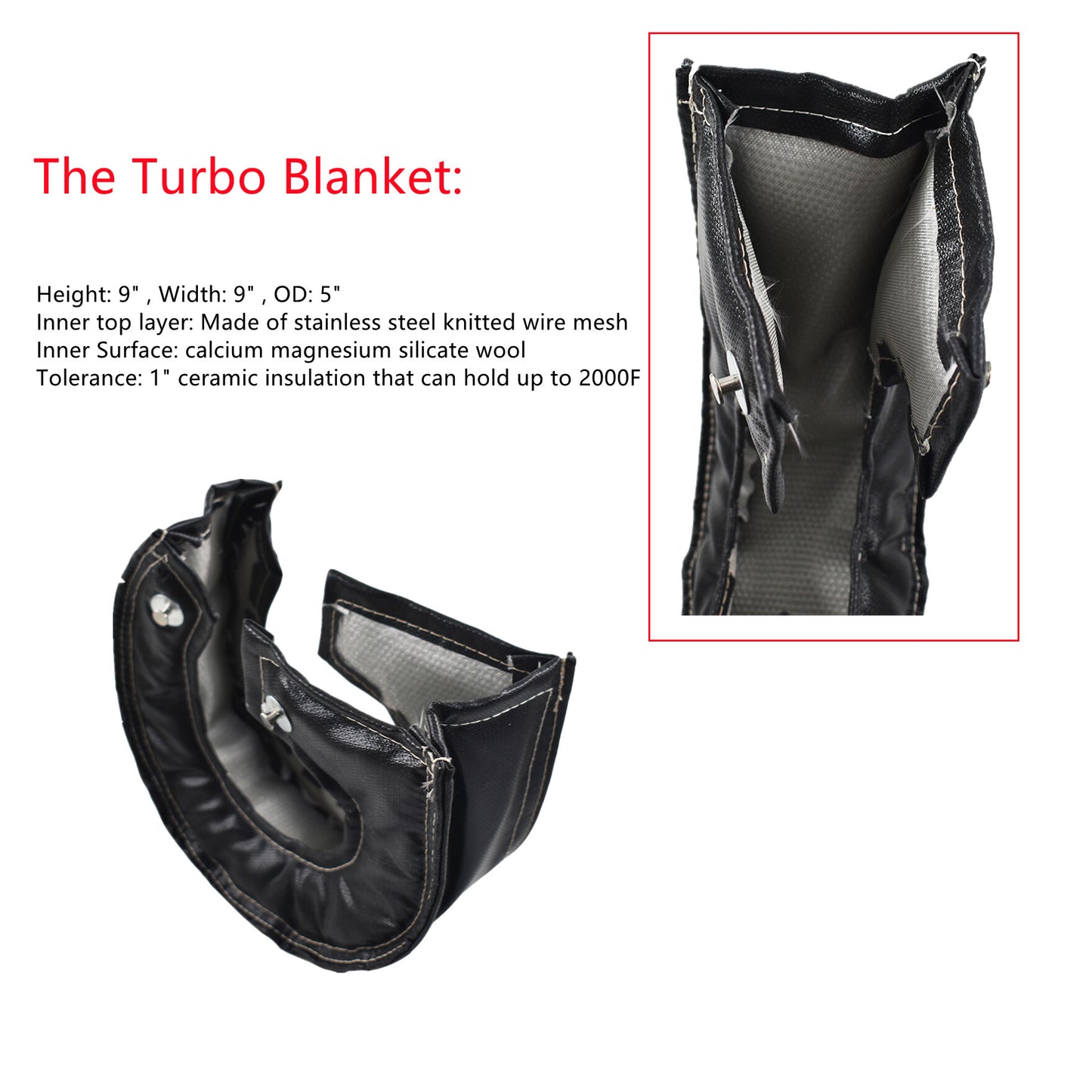 munirater Heat Shield Blanket Cover T6 Turbo and 2Inch 50FT Header Wrap Tape Black