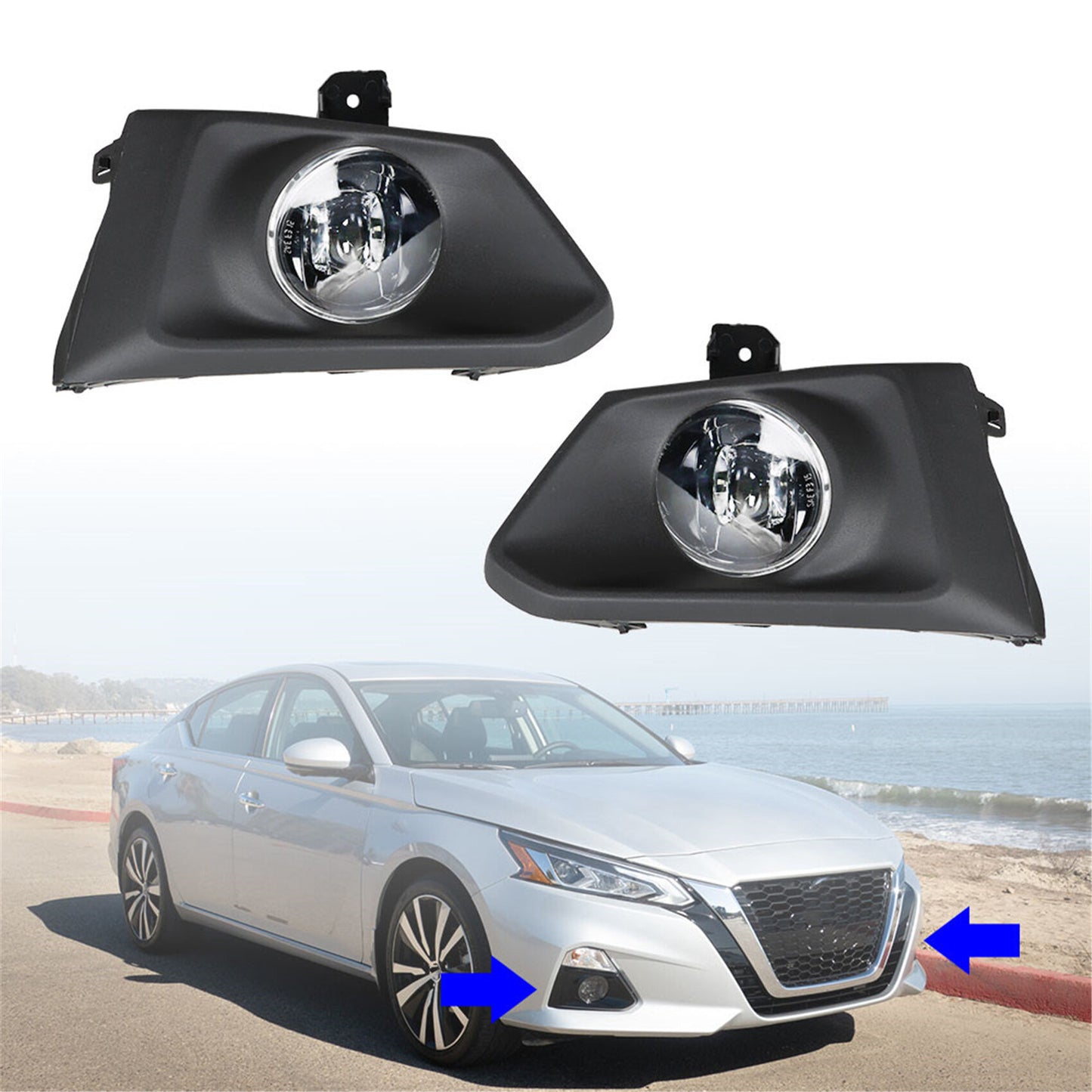 munirater 2-Pack Fog Lights Lamps Assembly with Bulbs Switch Wiring Kit Left & Right Side Replacement for 2019-2020 Nissan Altima