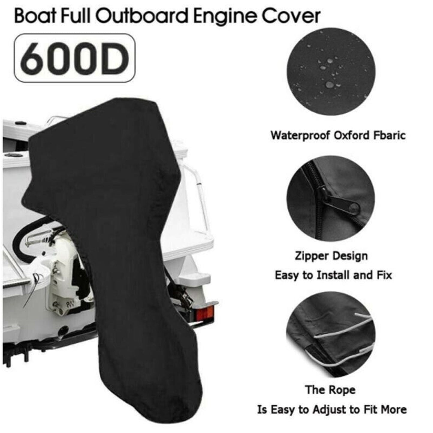 munirater Outboard Boat Motor Cover,with 600D Heavy Duty Oxford Fabric + Extra Coating Outboard Engine Covers Replacement for 30-60 HP Motors